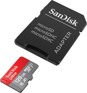 Tarjeta de memoria de SanDisk Ultra microSDXC con adaptador SD - Las mejores tarjetas de memoria para cámaras fotográficas que comprar en internet - Tarjeta de memoria para cámaras online